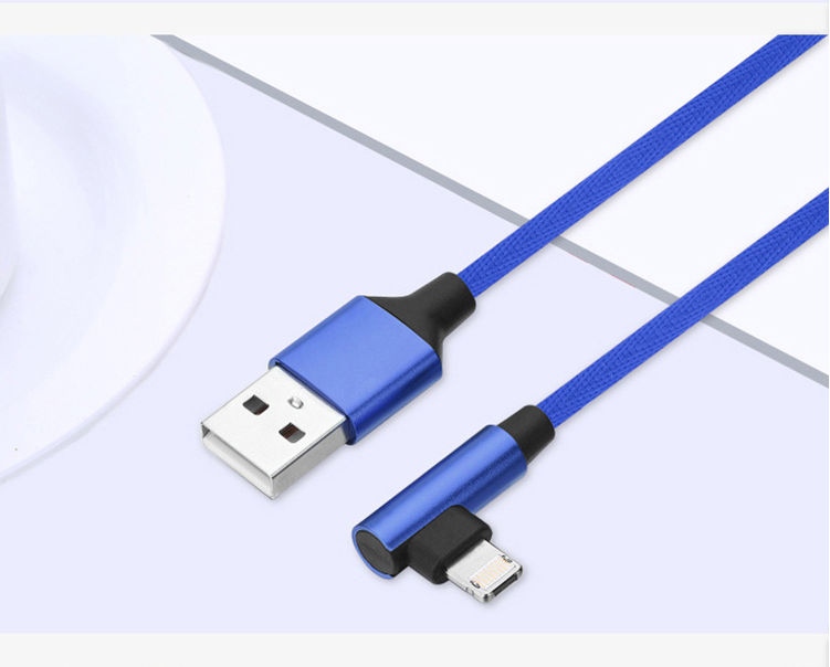 90-Degree USB Charging Cable for Apple & Android