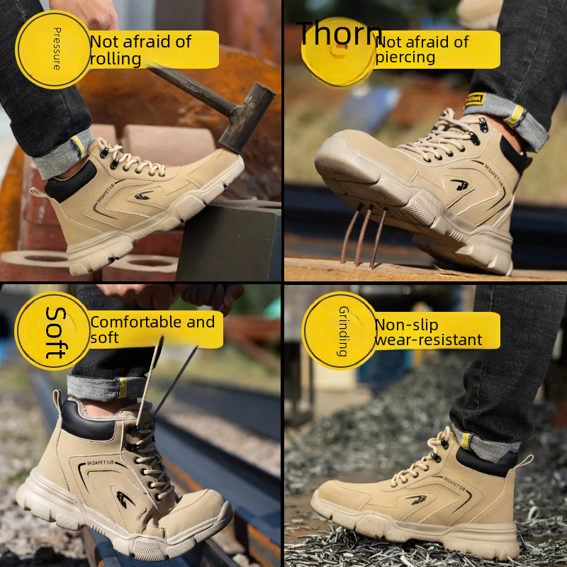 Men's Steel Toe Work Boots - High Top Safety Shoes