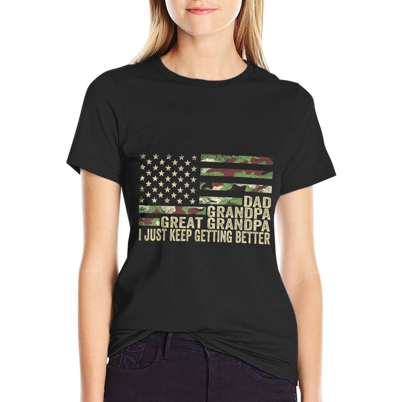 Fathers Day Gift from Grandkids Dad Grandpa Great Grandpa  Oversized Silhouette T-Shirt
