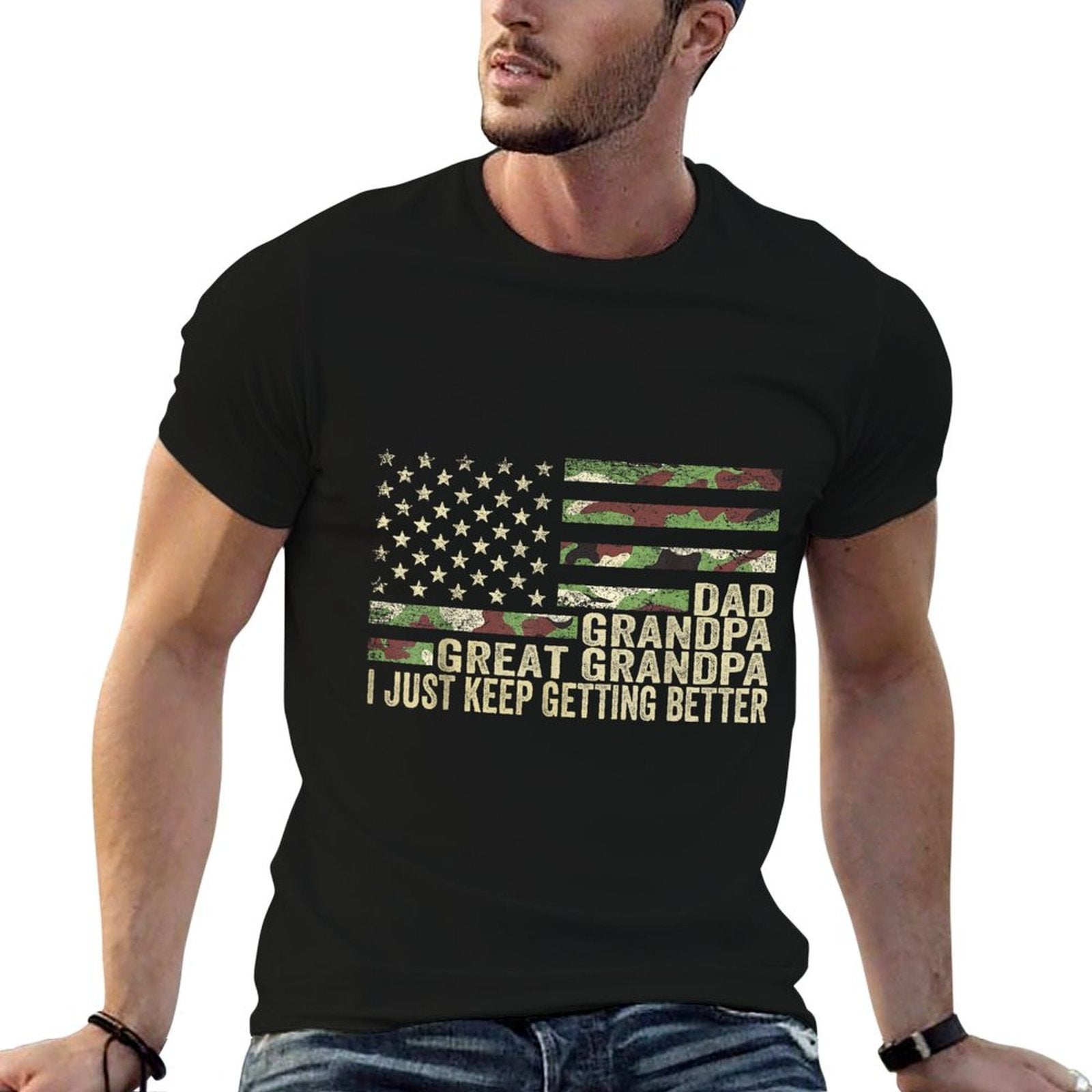 Fathers Day Gift from Grandkids Dad Grandpa Great Grandpa  Oversized Silhouette T-Shirt