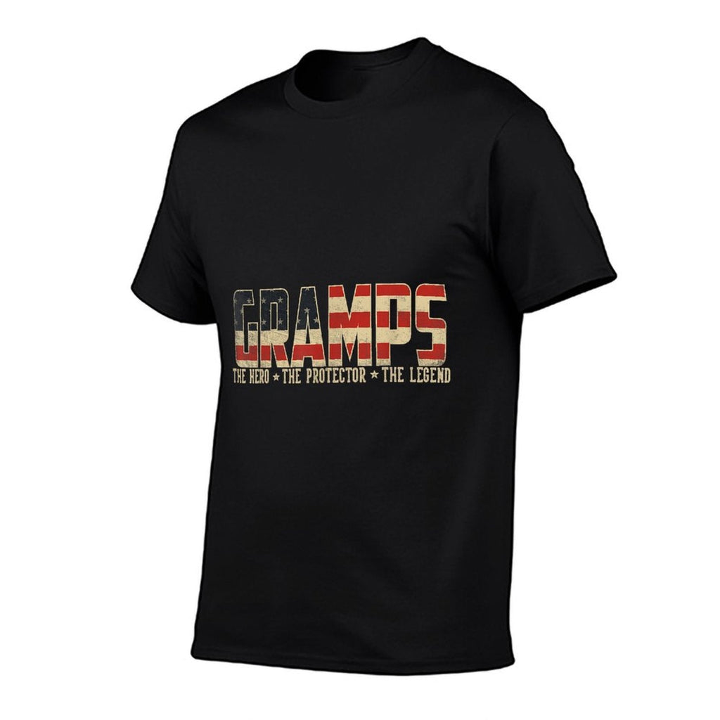 Gramps Protector Hero Legend USA Gramps Father's Day  Ribbed Collar T-Shirt