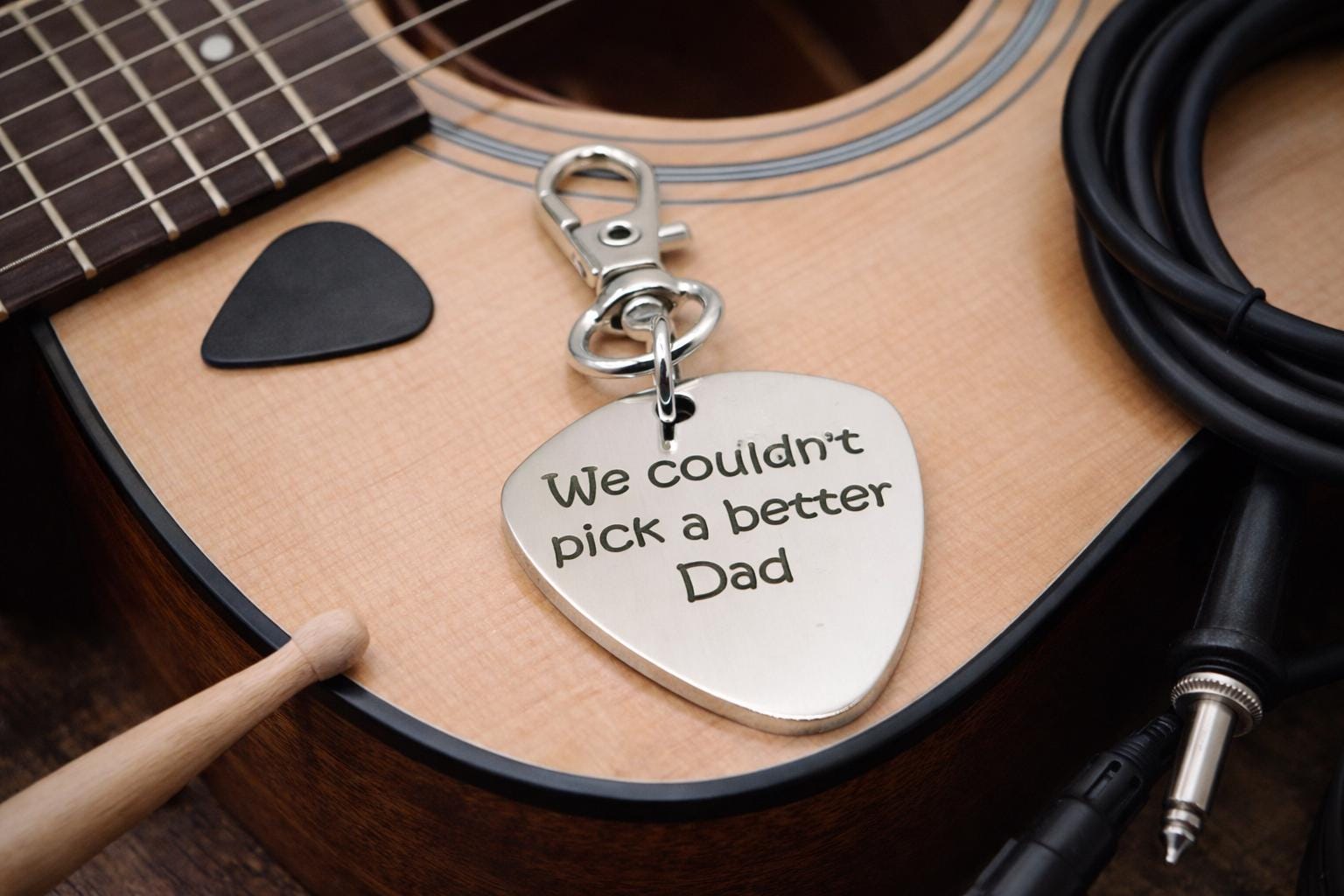 We Couldn't Pick A Better Dad Guitar Pick Charm Clip On Gift For Dad Music Lover Fathers Day Gift From Kids